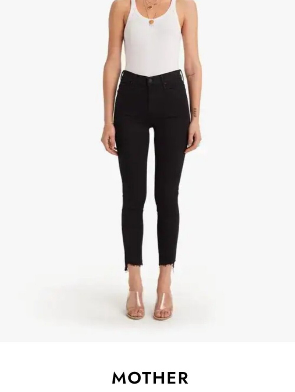 Mother Black Stunner Zip Ankle Step Fray Jeans In Not Guilty Size 27
